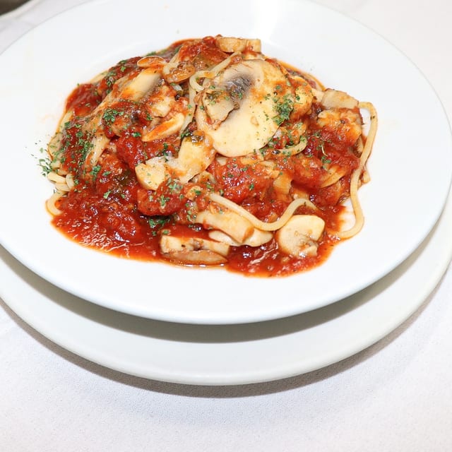 Spaghetti with Mushroom Sauce.